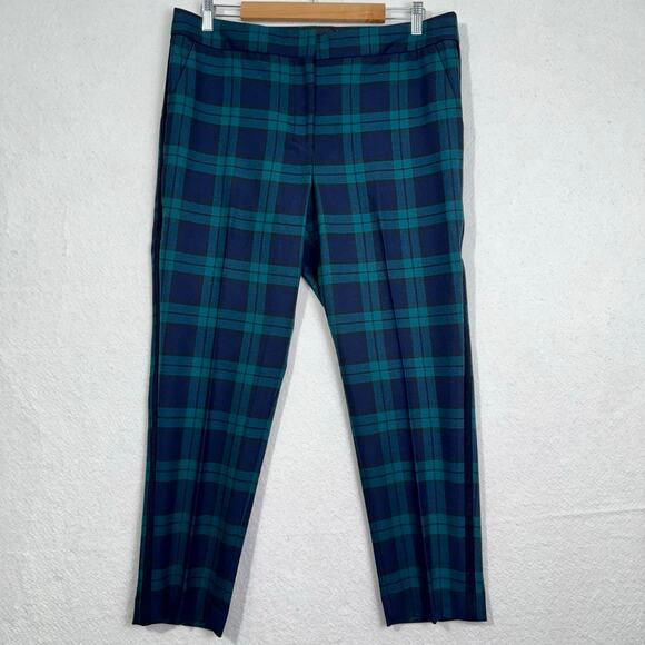 Talbots Black & Green Plaid Hampshire Ankle Pant Black Velvet Women’s Petite 14 - Picture 1 of 6